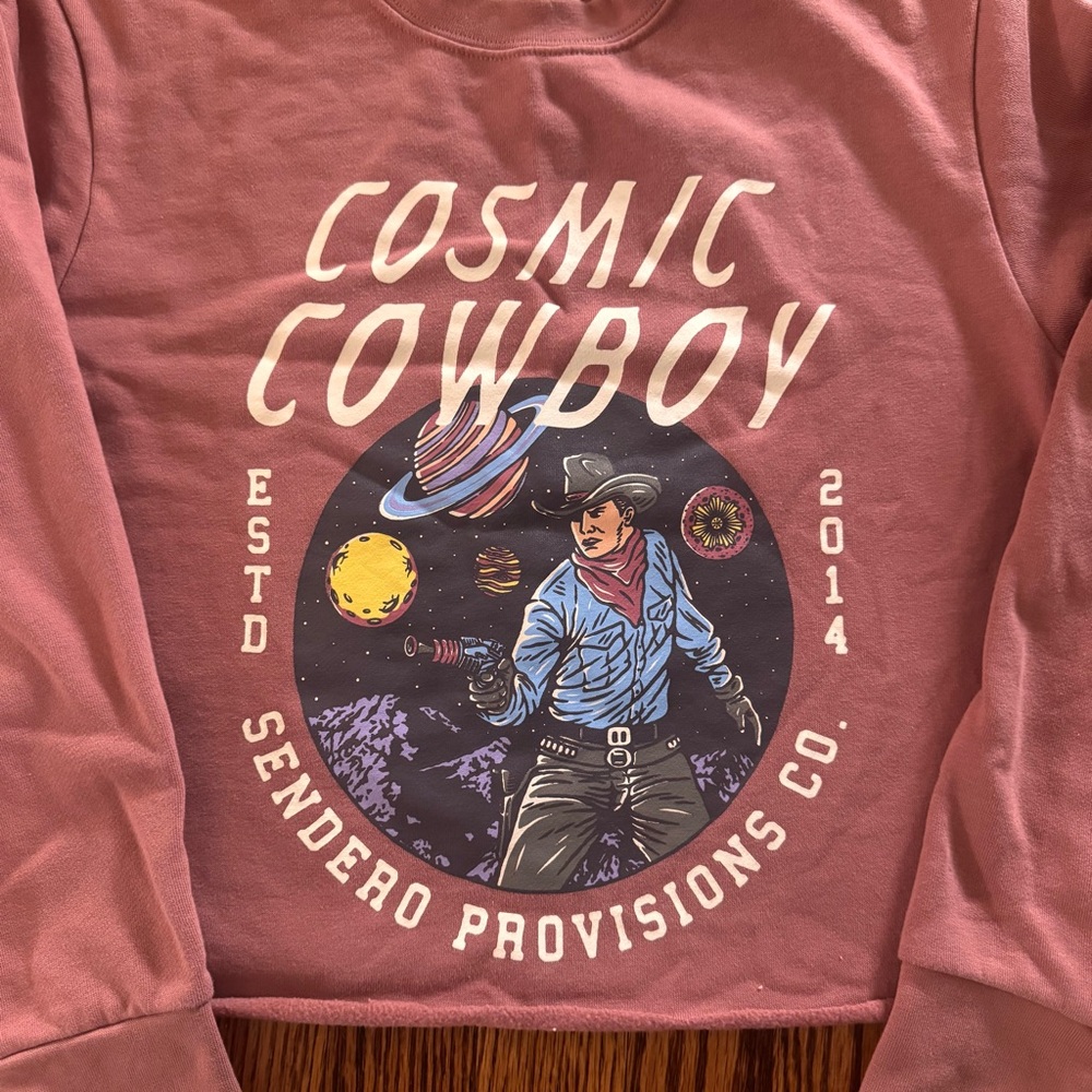 Cosmic Cowboy Sendero Sweatshirt Crewneck Women’s Size Small Cropped - Picture 2 of 6